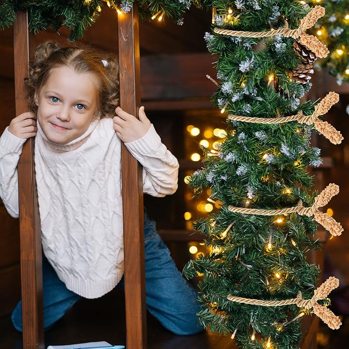 Zhengmy 8 Pcs 20 Inches Christmas Garland Ties Christmas Decorative Twist Ties for Banister Reusable and Flexible Twist for Xmas Home Decorations Holiday Craft Wrapping (Gold)