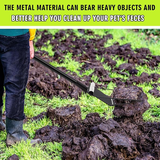 Lasnten 3 Sets Manure Fork with Long Handle, All Metal Head & Handle, Pitch Fork Manure Rake Heavy Duty Dustproof Muck Rake for Gardening Horse Stable Grass Hay Cleaning Farm Work(Black)