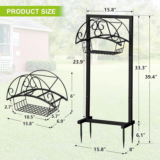 ATR ART TO REAL Garden Hose Holder, Heavy Duty Water Hose Reel For Outside Garden Hose Storage Hose Hanger Holds 150-Feet for Yard Lawn Farm (Style C + Basket)