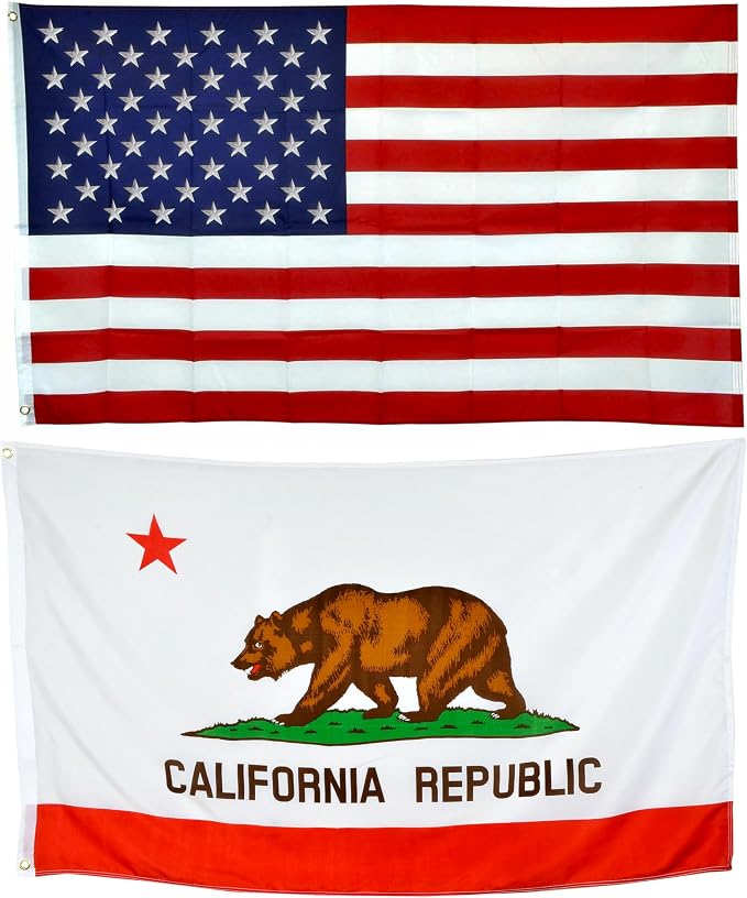 Shop72 Set of American Flag with California Flag, Allegiance to USA, Bandera De Estados Unidos, California State Emblem, For Outdoor and Indoor