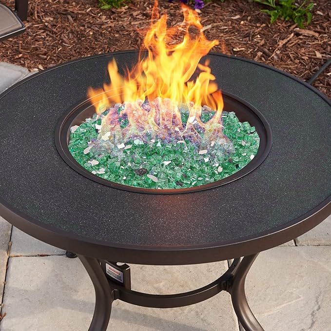 Onlyfire 10 lbs Fire Glass Rocks 1/2 Inch, Reflective Tempered Glass for Propane Fire Pit & Gas Fireplace, High Luster Firepit Glass Stones for Fire Table, Light Green (Multicolor Options Available)