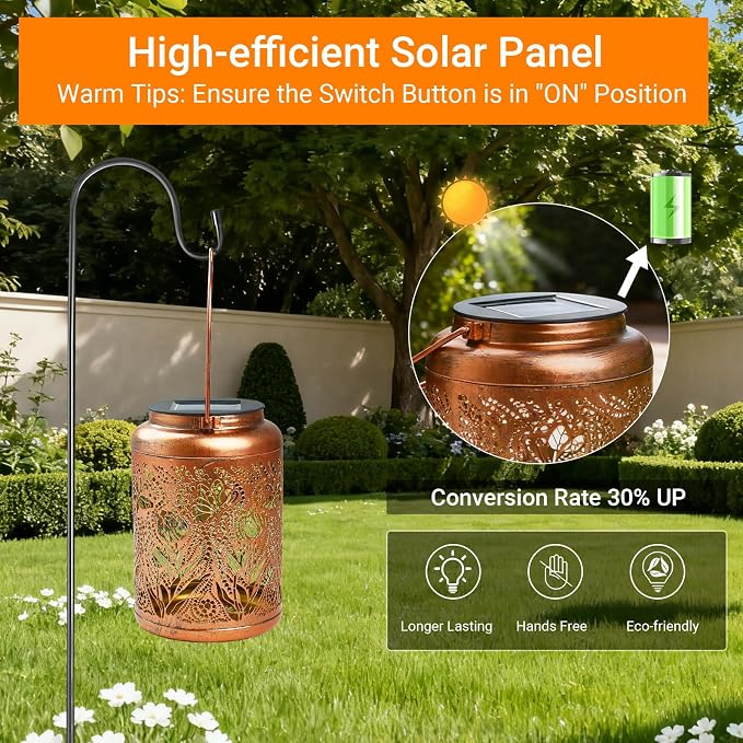 2 Pack Butterfly Solar Lanterns Outdoor Waterproof, Birthday Gifts for Women Mom Grandma Seniors, Metal Hanging Lanterns Decorative Colorful LED Lights for Lawn, Yard, Patio, Backyard, Porch