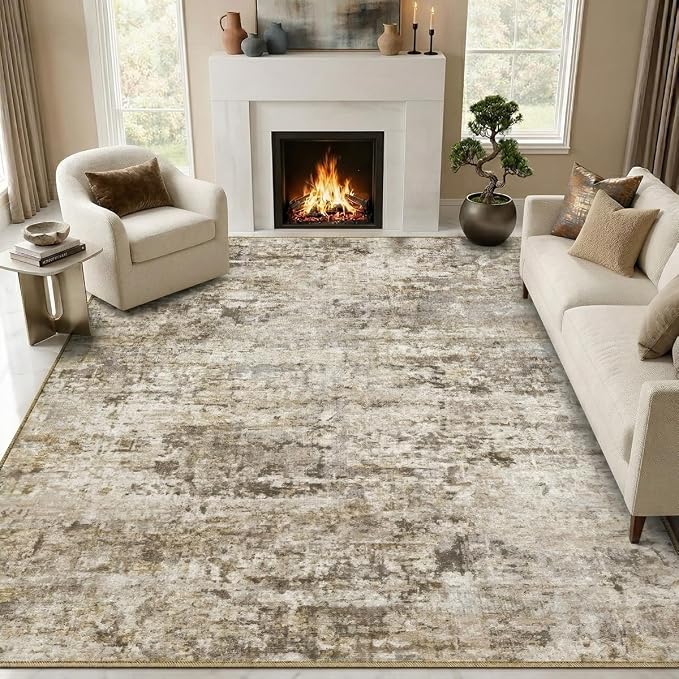 10x12 Area Rugs Washable Modern Abstract Living Room Bedroom Rug | Non Slip Soft Carpets Indoor Floor Stain Resistant Large Carpet for Bedroom Dining Room Farmhouse Nursery Home Office