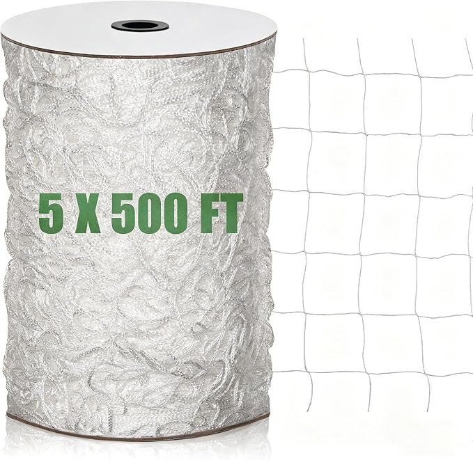 Nylon Trellis Netting Roll 5 x 500 ft, Oltara Heavy Duty Garden Netting with 6 Inch Soft Mesh, Plant Support Mesh for Climbing Plants, Vegetables, Fruits, Cucumbers, Peas, Tomatoes