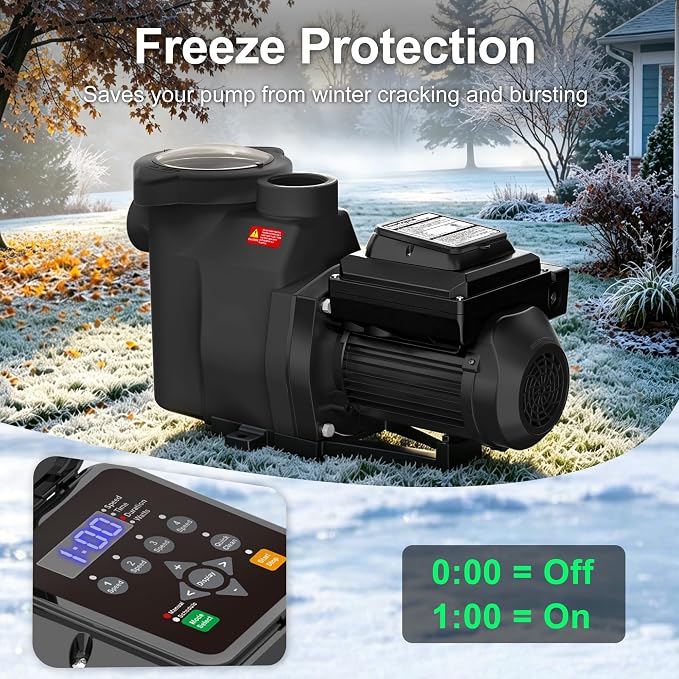 Variable Speed Pool Pump 2.0HP, Inground Pool Pump | with CEC Certified & ETL, Energy Efficient, Ultra Quiet, Built-in Timer, High Flow, Self-Priming, 230V, 1-Year Warranty