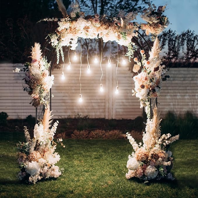 VINGLI Garden Arbor, Arch Archway for Wedding Ceremony Party, Steel Garden Trellis for Plant Climbing, Christmas Garden Decorations Pergola for Garden, Backyard, Lawn (Black, 83.9x55.1x22.8)