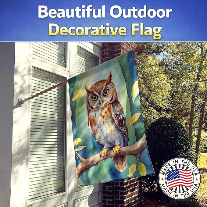Caroline's Treasures Elf Owl House Flag Large Porch Sleeve Pole Decorative Outside Yard Banner Artwork Wall Hanging, Polyester, House Size, Multicolor