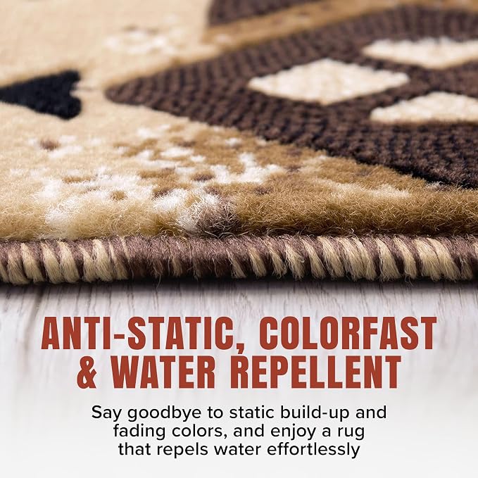 YHSF South West Native American Area Rug C318 - Easy Clean, Thick, Soft, Durable Native Tribal American Indian Inspired Rug for Bedroom/Living Room and More - Berber, 3 Feet x 4 Feet 7 Inches