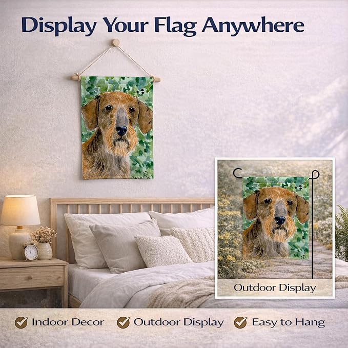 Caroline's Treasures SS8806GF Dachshund Garden Flag Mailbox Flag Decorative Yard Flag Banner Outside Patio Artwork Yard Flower Beds, Garden Size, Multicolor