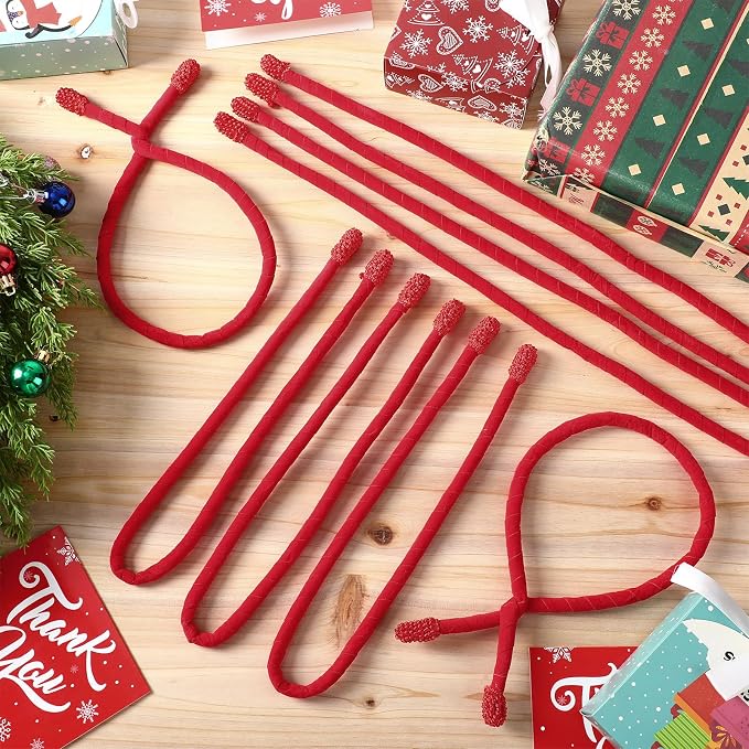 Zhengmy 16 Pcs 25 Inches Christmas Velvet Garland Ties Christmas Decorative Twist Ties for Banister Reusable and Flexible Twist for Xmas Home Decorations Holiday Craft Wrapping(Red)