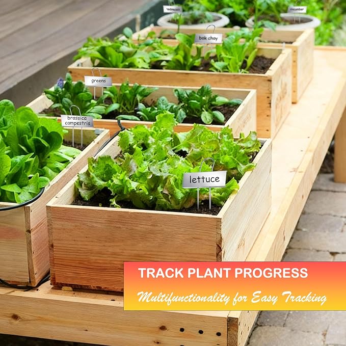 50 Pack Metal Plant Labels with 2 Pens - 10.6" Weatherproof Garden Markers, Reusable Nursery Tags for Vegetables Herbs Flowers Seedlings, Silver