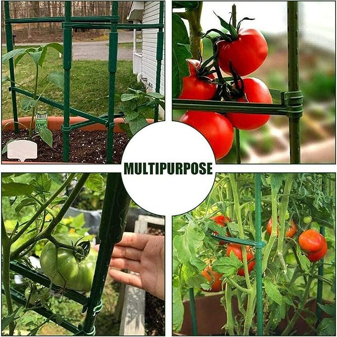 60pcs Adjustable Plant Trellis Connector Clip 3 Types Plant Stake Connectors Garden Tomato Sticks Clip for Plant Supports Climbing (8mm)