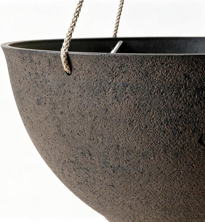 LA JOLIE MUSE Large Hanging Planters - 13 Inch Flower Pots Outdoor Indoor, Hanging Garden Planters Set of 2, New Iron Color