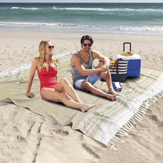 Extra Large Turkish Beach Towel Picnic Mat Throw Blanket Oversized Sand Free Quick Dry Giant Boho Sandproof Lightweight Cloud Hawaii Honeymoon Travel Essentials Xl Big Women Men Summer Vacation Gift