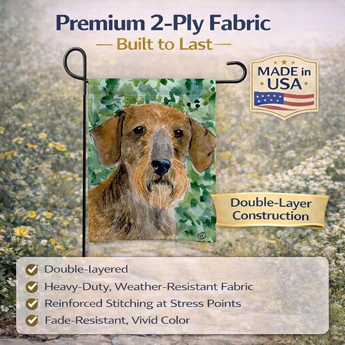 Caroline's Treasures SS8806GF Dachshund Garden Flag Mailbox Flag Decorative Yard Flag Banner Outside Patio Artwork Yard Flower Beds, Garden Size, Multicolor