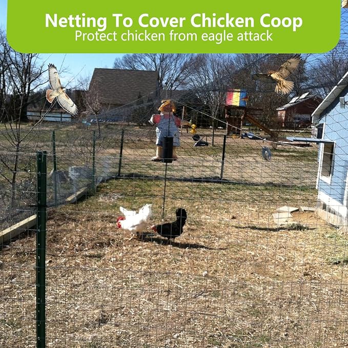 POYEE 25x100ft Bird Netting for Chicken Coop, 1 inch Mesh, Heavy Duty, Hawk Proof, Garden Protection, Fruit Tree Netting Against Squirrels, Deer