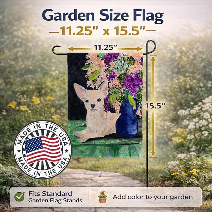 Caroline's Treasures SS8289GF Chihuahua Garden Flag Mailbox Flag Decorative Yard Flag Banner Outside Patio Artwork Yard Flower Beds, Garden Size, Multicolor