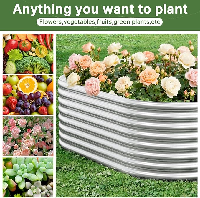 2 PCS Tall Galvanized Raised Garden Bed Outdoor, Metal Garden Bed for Vegetables, Above Ground Garden Box for Flower, Steel Raised Beds for Gardening - 3x2ft