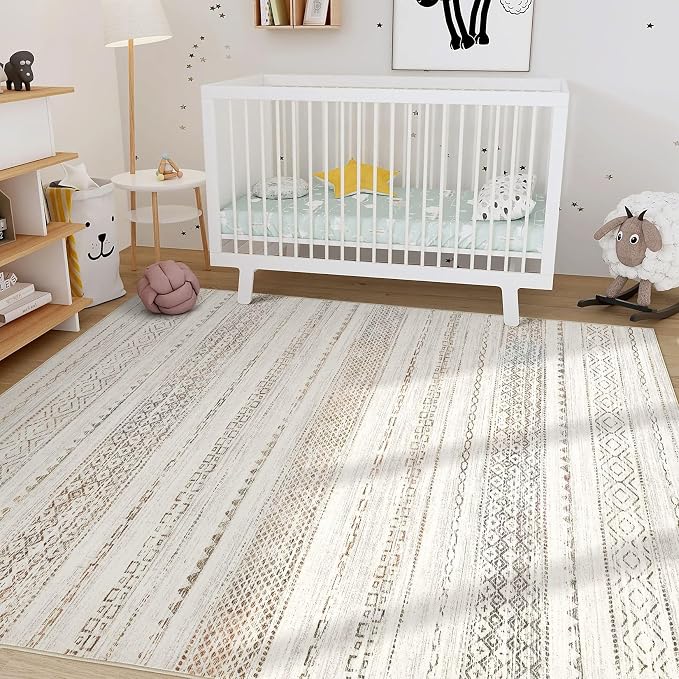 Nakagishi Boho 5x7 Area Rug Living Room Rugs Machine Washable Colorful | Soft, Pet & Kid Friendly, Carpet for Living Room/Bedroom/Office/Kitchen/Nursery, Daily Home Decor Stain Resistant Moroccan