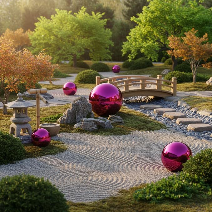 Decorative Garden Gazing Ball, Stainless Steel Globe Mirror Sphere, Reflective Garden Balls Gazing Ball Shiny Home Indoor Ornament (Dia: 8 inch)