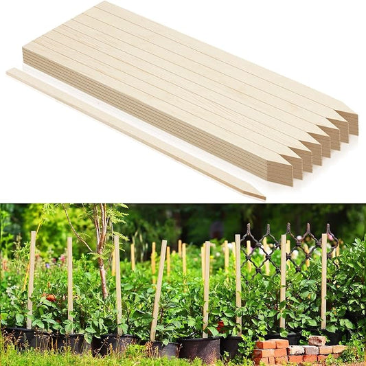 Colingmill 48 Pieces Wooden Garden Stakes 36 Inch Grade and Survey Stakes Wooden Garden and Sign Posts for Plant Support Silt Fence Yard Farm Survey Boundaries Baselines