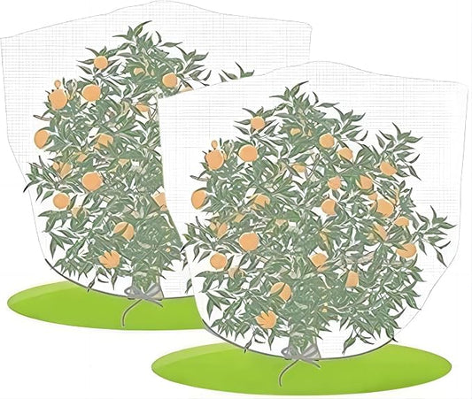 Agfabric Bird Netting 84" Hx84 W Garden Netting Insect Pest Barrier,Plant Cover Fruit Tree Netting Mesh Protection Bag with Drawstring,White,2 Pack
