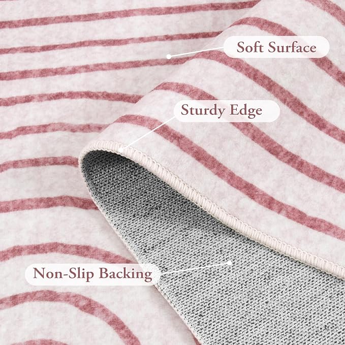 Lahome Abstract Washable Pink Rug, 4x6 Rugs for Bedroom Nursery Living Room | Non Slip Modern Rug Ultra-Thin Non-Shedding Throw Carpet for Entryway Kitchen Office(4'x6', Pink)