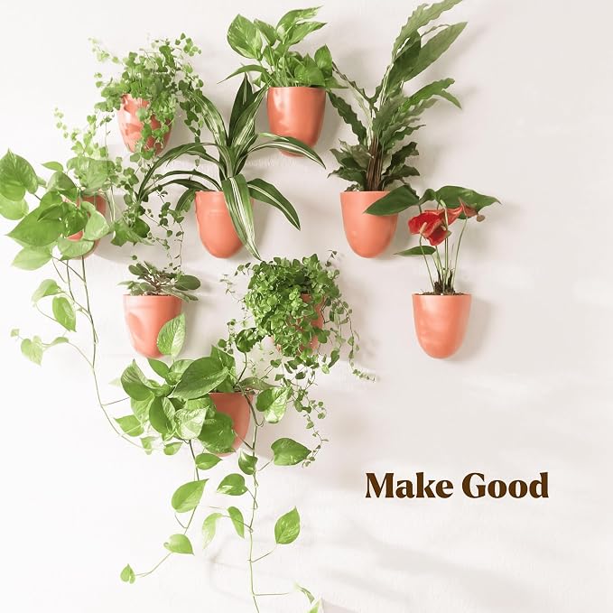 Make Good PlantPod Luxe Self-Watering Wall Planters (Set of 3, Terracotta) - Easy to Water and Install - Lightweight - Design Your Own Vertical Garden - Wall Planters for Indoor Plants