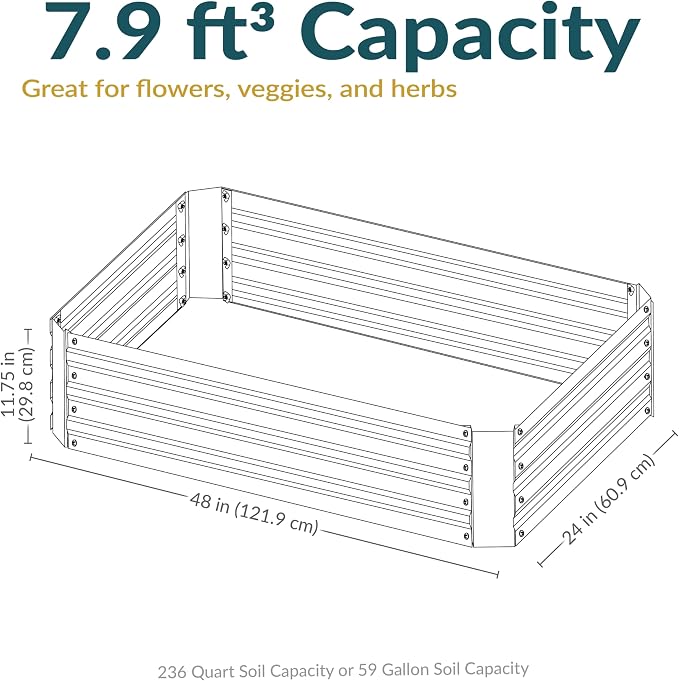 Sunnydaze Galvanized Raised Garden Bed Kit - 4x2x1 ft Outdoor Raised Garden Bed - Metal Planter Box for Vegetables, Flowers, Herbs - Woodgrain - 4' x 2' Rectangle