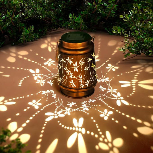 Dragonfly Birthday Gifts for Women Mom Grandma Solar Lanterns Outdoor Waterproof Garden Decor Metal Hanging LED Decorative Light for Patio Yard Lawn Backyard Front Porch Gardening Gifts | Birthday Gifts for Women, Mom & Grandma, Outdoor Garden Decor, M...