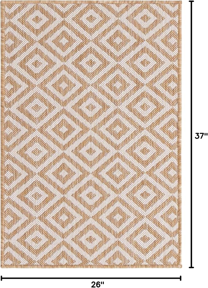 Unique Loom Outdoor Collection Area Rug - Costa Rica (2' 2" x 3' 1" Rectangle, Beige/ Cream)
