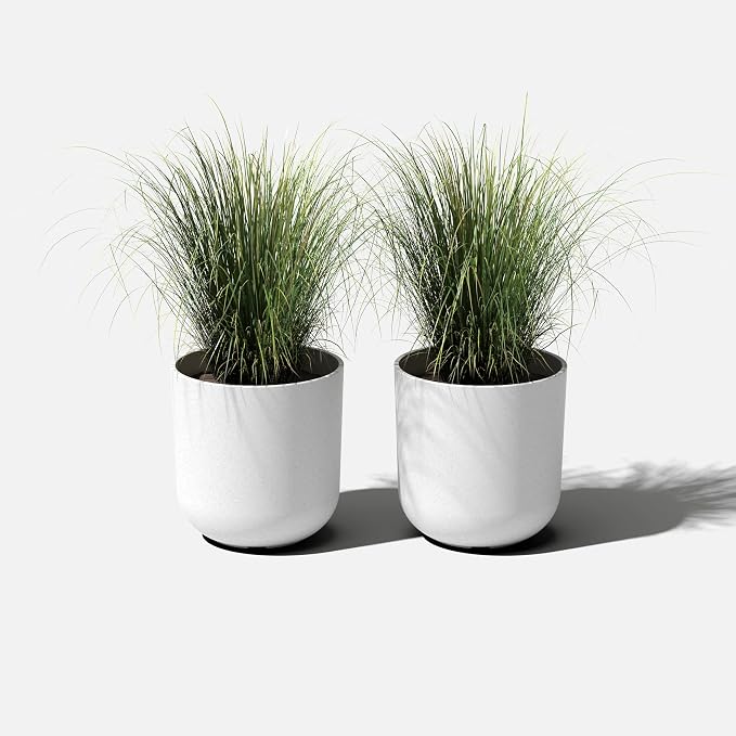 Veradek Mason Series Lima Planter - Round Planter for Indoor or Outdoor Porch/Garden | Made from Plastic-Stone Composite with Drainage Holes | Modern Décor for Succulents, Flowers, Small Plants