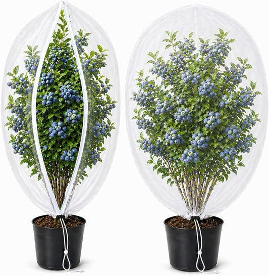Fruit Tree Netting Cover with Zipper & Drawstring, 2 Packs 4ft x 4ft Insect Bird Barrier Netting for Garden Protection, Ultra Fine Mesh Garden Netting