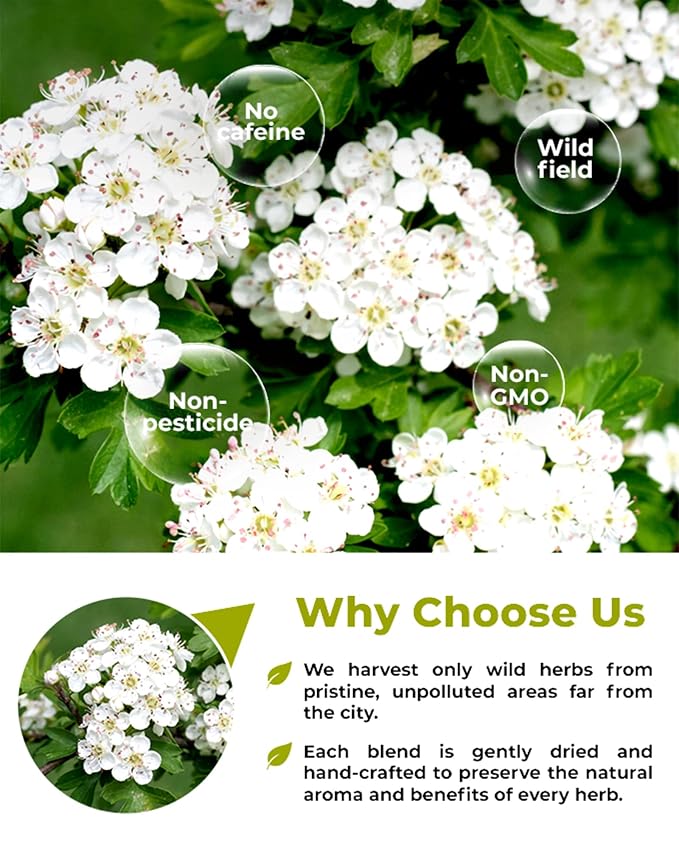 4 oz. Hawthorn Tea Hawthorne Leaf Flower Herbal Tea (Crataegus) - 113g Hawthorn Leaves & Flower Herb Espino Blanco Hojas