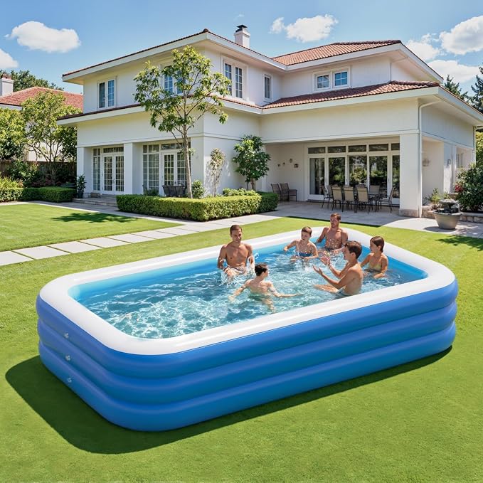 Inflatable Pool for Adults, 103" x 65" x 22" Blow Up Pools, Rectangular Family Swimming Pool