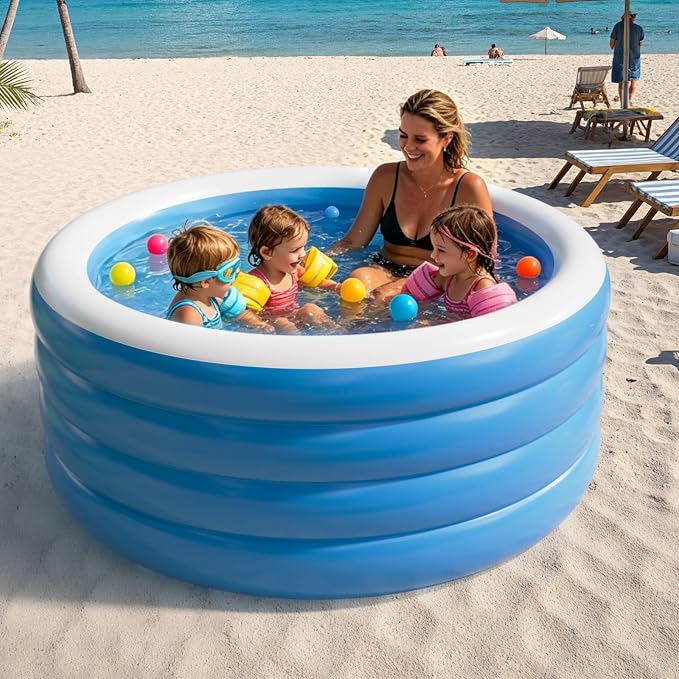 Inflatable Pool for Adults, 70"X30" Blow Up Pool, Full Sized Deep Round Thickened Family Inflatable Swimming Pools for Outdoor, Backyard