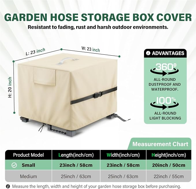 Hose Storage Box Cover – Weatherproof 420D Oxford Fabric, Universal Fit for Free-Standing Hose Reel & Storage Box, Protects Against Sun, Rain, Snow
