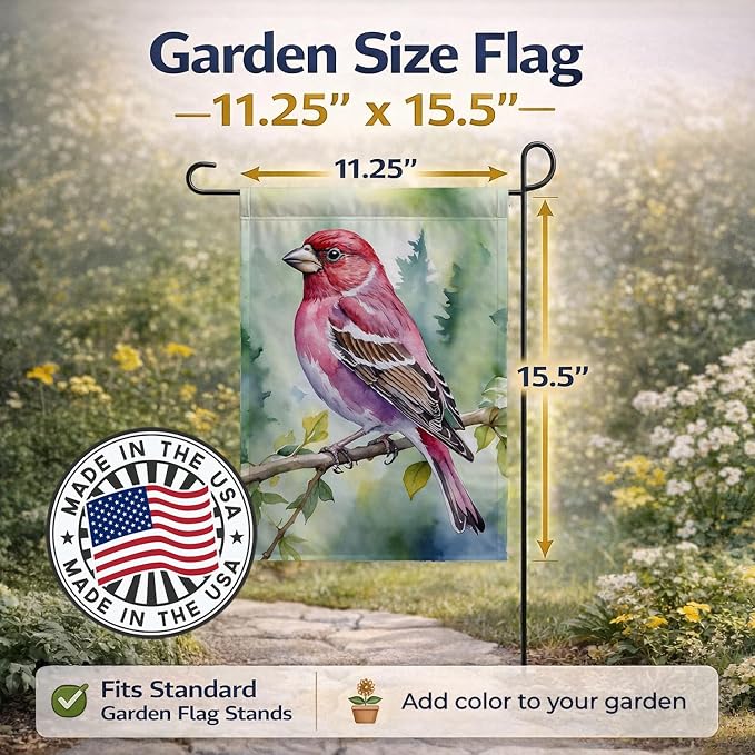Caroline's Treasures New Hampshire Purple Finch Garden Flag Mailbox Flag Decorative Yard Flag Banner Outside Patio Artwork Yard Flower Beds, Garden Size, Multicolor