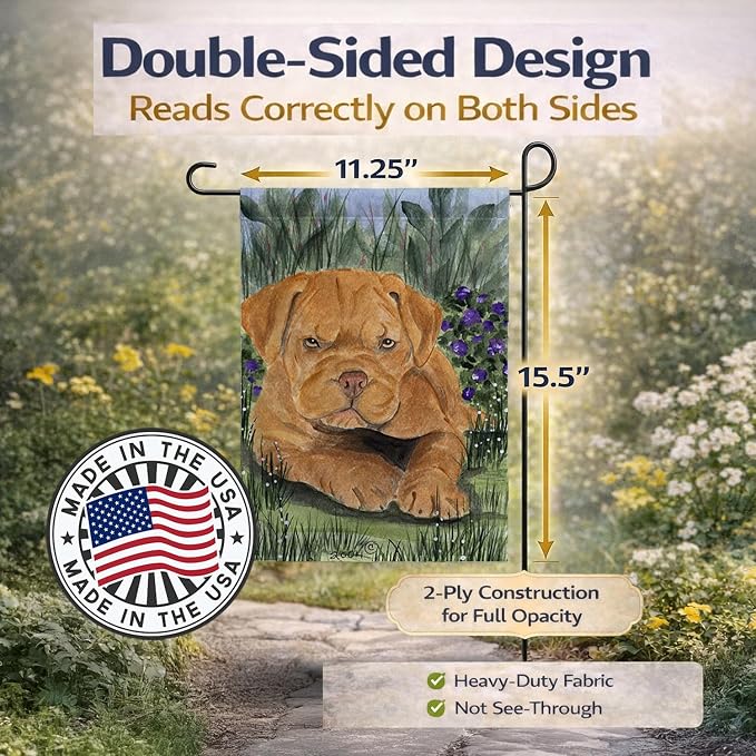 Caroline's Treasures SS8032GF Dogue de Bordeaux Garden Flag Mailbox Flag Decorative Yard Flag Banner Outside Patio Artwork Yard Flower Beds, Garden Size, Multicolor