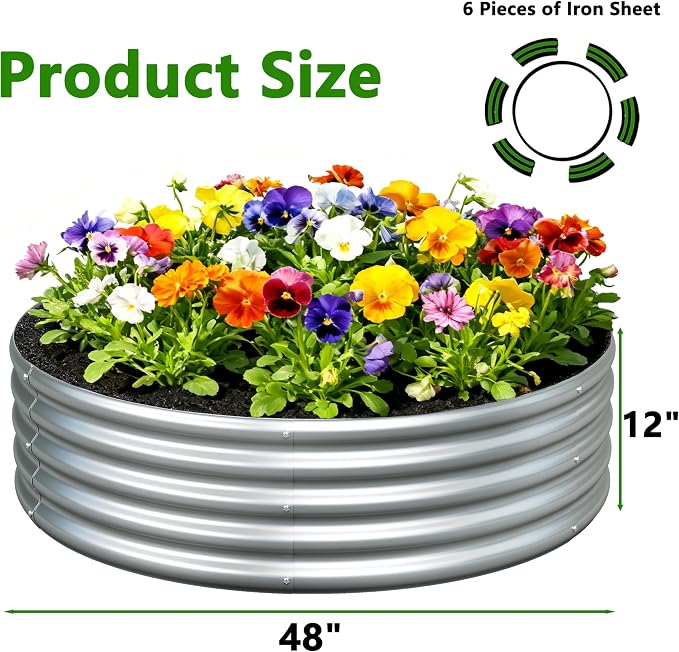 2Pack 4x4x1ft Galvanized Raised Garden Bed, Planter Raised Garden Beds Outdoor, Round Clearance Raised Garden Beds for Gardening Vegetables……