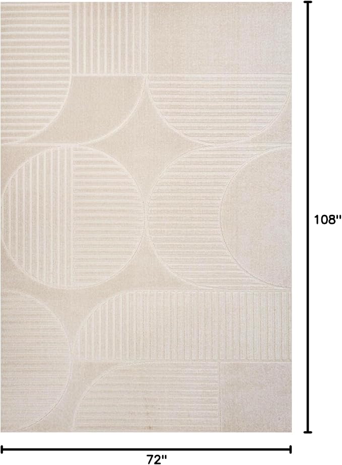 JONATHAN Y Nordby High-Low Arch Striped Ivory/Cream Indoor/Outdoor Area Rug, 6x9, Pet Friendly, Non-Shedding, Stain Resistant, Easy-Cleaning for Backyard, Patio (SCN104B-6)