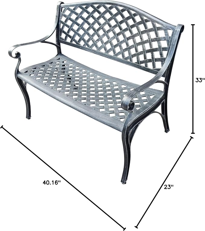 Outdoor Aluminum Modern Patio Bench Loveseat