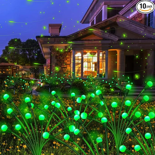 Kohlrabi Solar St Patricks Day Lights Outdoor, 10 Pack 80 LED Green Firefly Lights Waterproof, Sway by Wind, Solar Wind Swaying Light for Yard Patio Backyard Garden Flower Bed Pathway Decoration