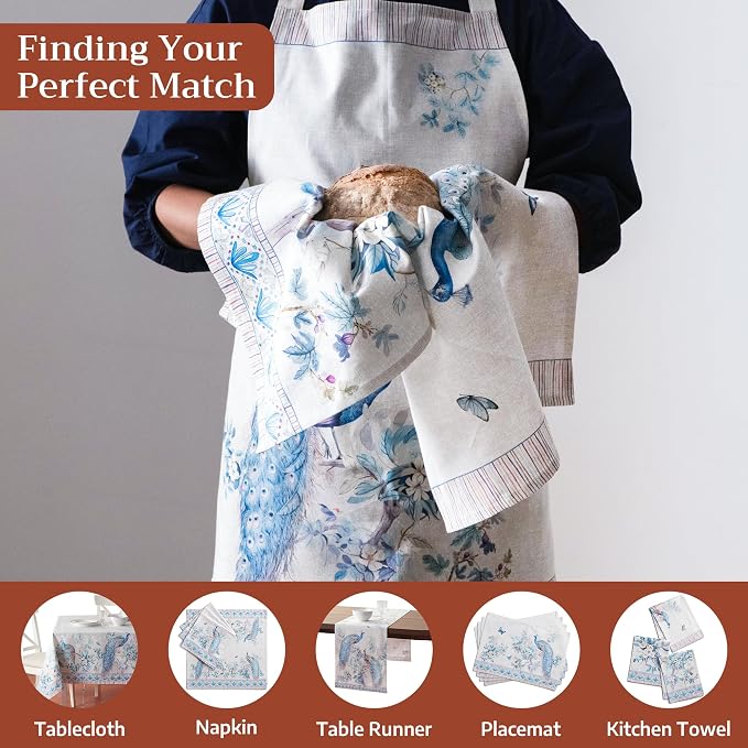 Maison d' Hermine Aprons for women with Pocket 100% Cotton (27.50"x31.50") | Adjustable Neck Strap & long ties Apron Men Chef Wedding Cooking Gardening Server Maid