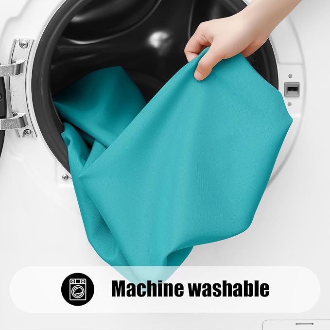 Smiry 6 Pack Rectangle Picnic Table Cloth, Waterproof Elastic Fitted Tablecloths, Washable Polyester Rectangular Patio Table Cover for Camping, Indoor and Outdoor (Turquoise, 30"x96")