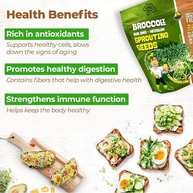 Todd's Seeds Broccoli & Friends Sprouting Mix, 1lb - Non-GMO | Fills 12-15 Jars - Non-GMO, Lab Tested, Chemical Free & USA Grown