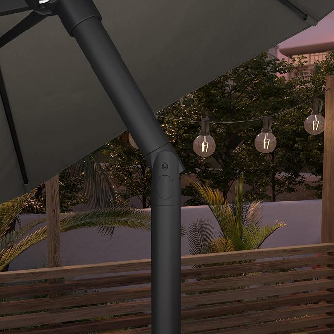 Sunline 9 ft Patio Umbrella with Crank & Push Button Tilt, Outdoor Market Umbrella with UV Protection & Wind Vent, Metal Frame for Deck, Pool & Table, Taupe