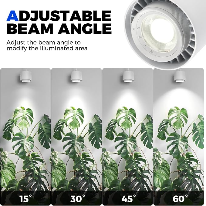 Barrina TR40 Hanging Plant Lights for Indoor Growing, 40W 5000K Full Spectrum, Adjustable Beam Angle (15°-60°), High PPFD, Spotlight Grow Light with Timer for Indoor, Large Tall Plant, Flowers, White