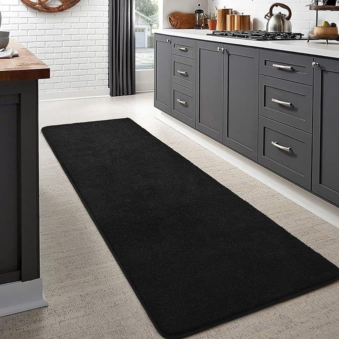 Keeko 2x6 Area Rugs for Living Room,Soft Washable Memory Foam Bedroom Rug | Indoor Throw Rug Low Pile Minimalist Non Slip Carpet for Kids Nursery Classroom Dorm Room Home Decor Black