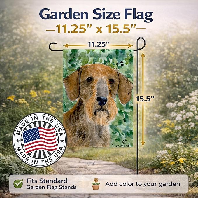 Caroline's Treasures SS8806GF Dachshund Garden Flag Mailbox Flag Decorative Yard Flag Banner Outside Patio Artwork Yard Flower Beds, Garden Size, Multicolor